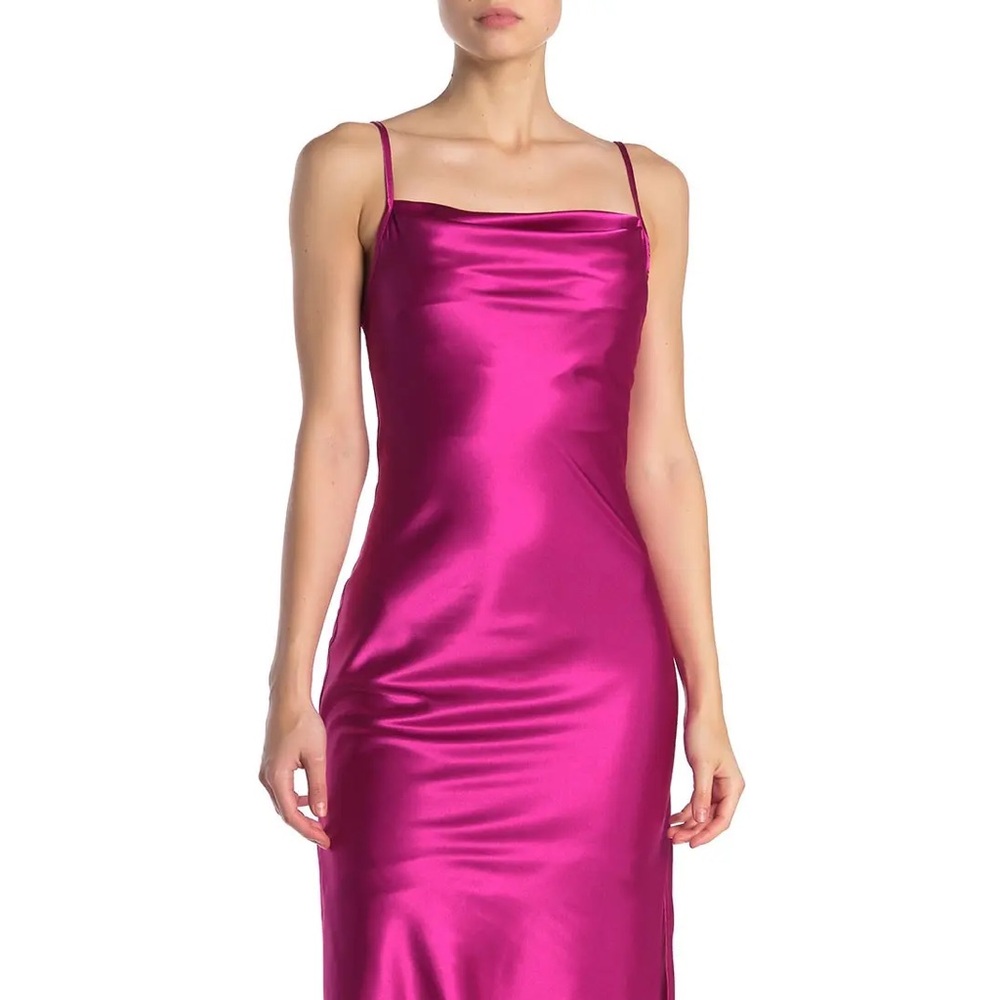 Bebe Satin Fuchsia Slip Dress